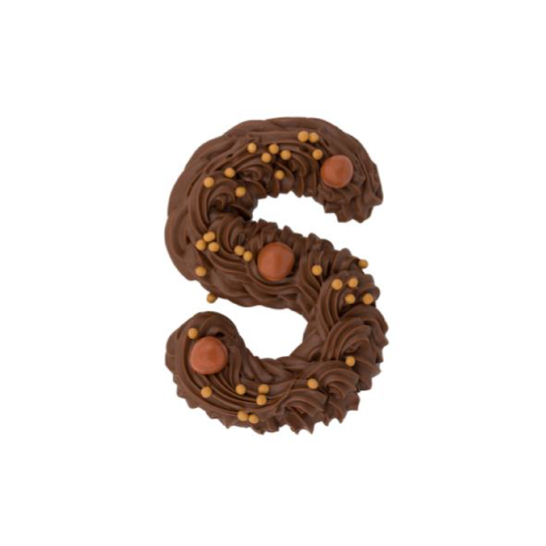 Luxe chocoladeletter melk caramelhand gespoten