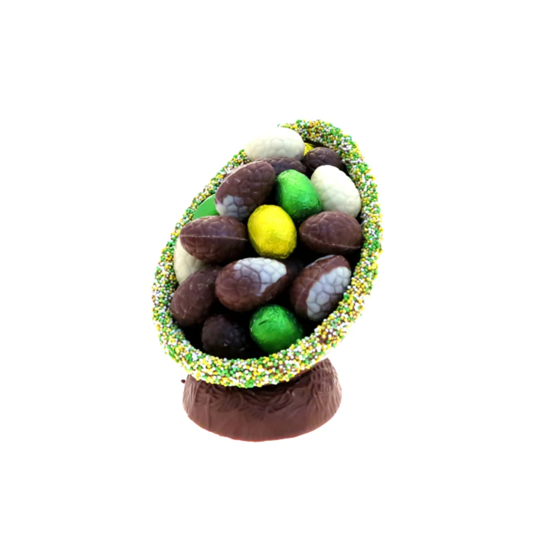 Paasei Musket Wit Geel Groen op Chocolade Nest Paaseitjes 450 gr