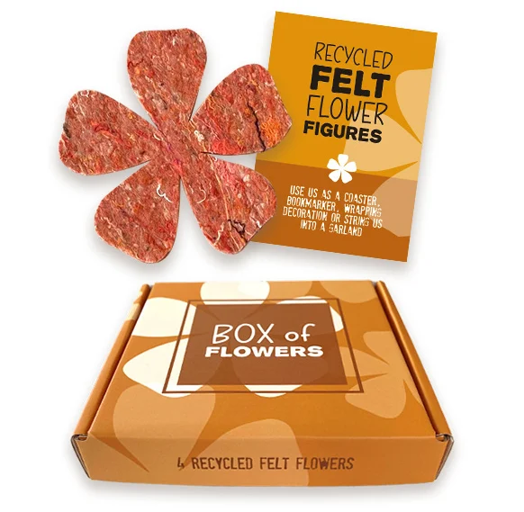 Box of Flowers met recycled vilt bloemfiguren